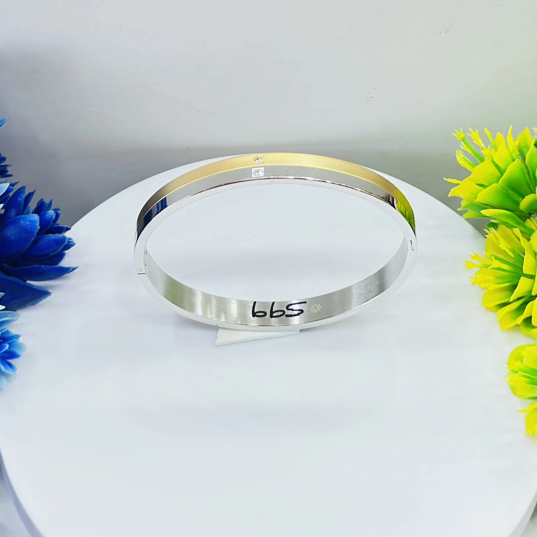stylish two-tone kada is a stainless steel bracelet