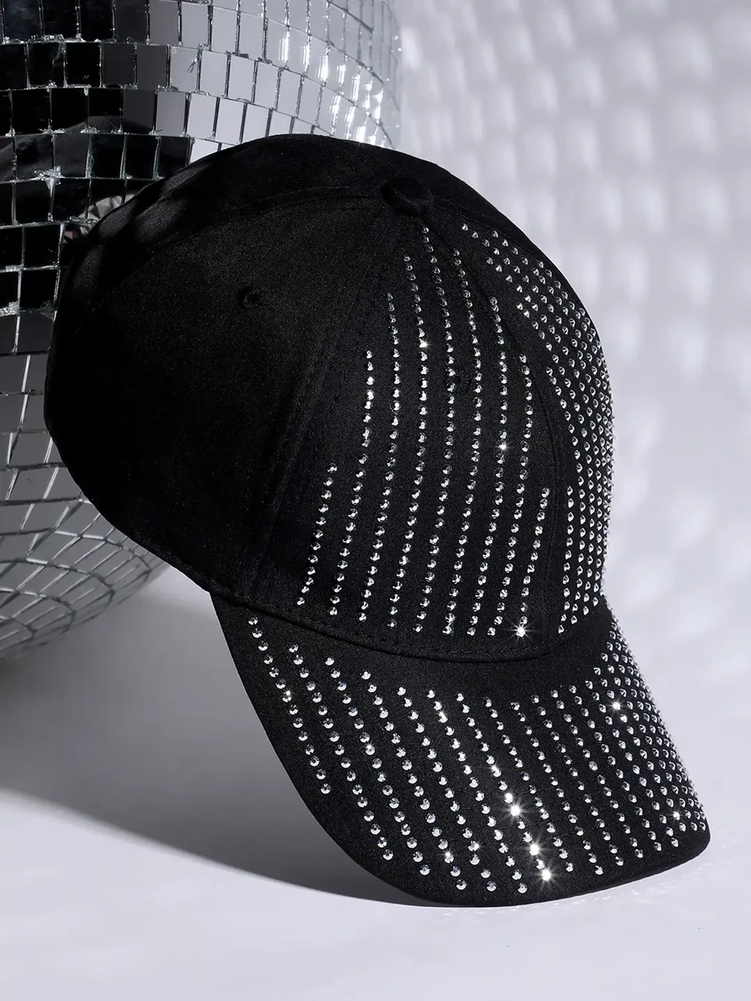 Black embellished baseball cap
