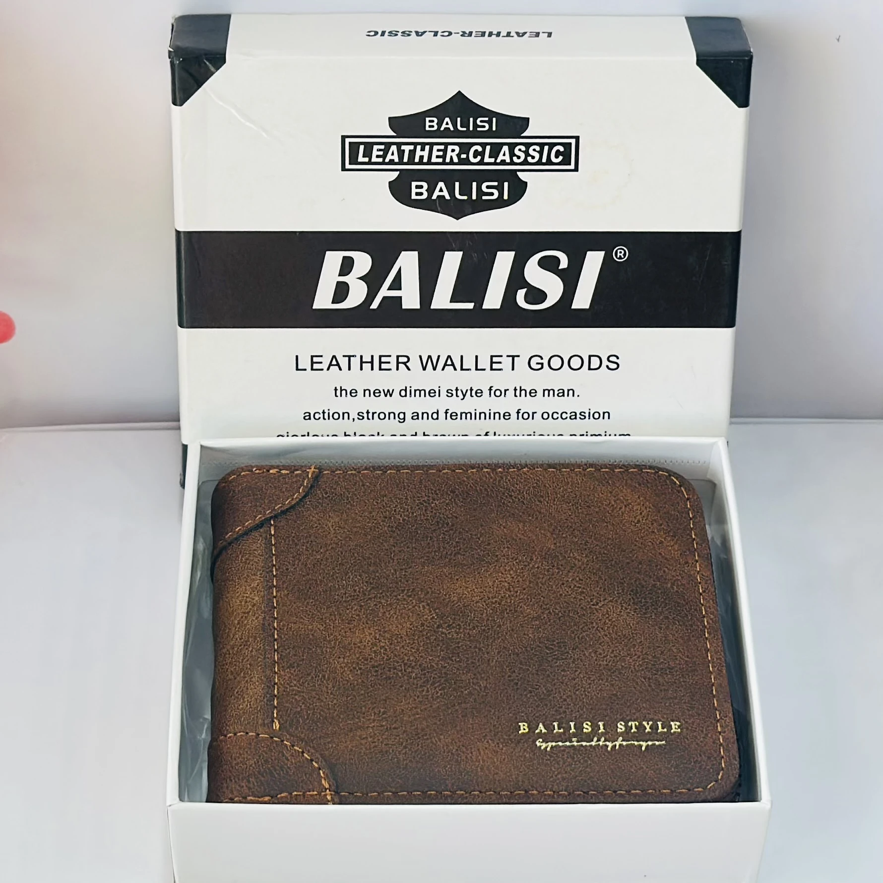 Balisi men's brown leather wallet