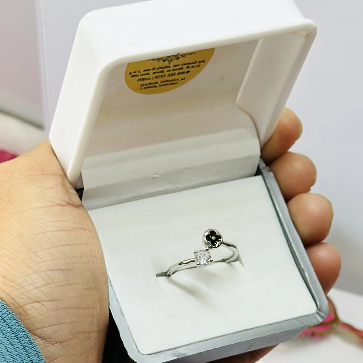 Foggmart American Diamond Latest Design Adjustable Flower Hand Ring for Women.
