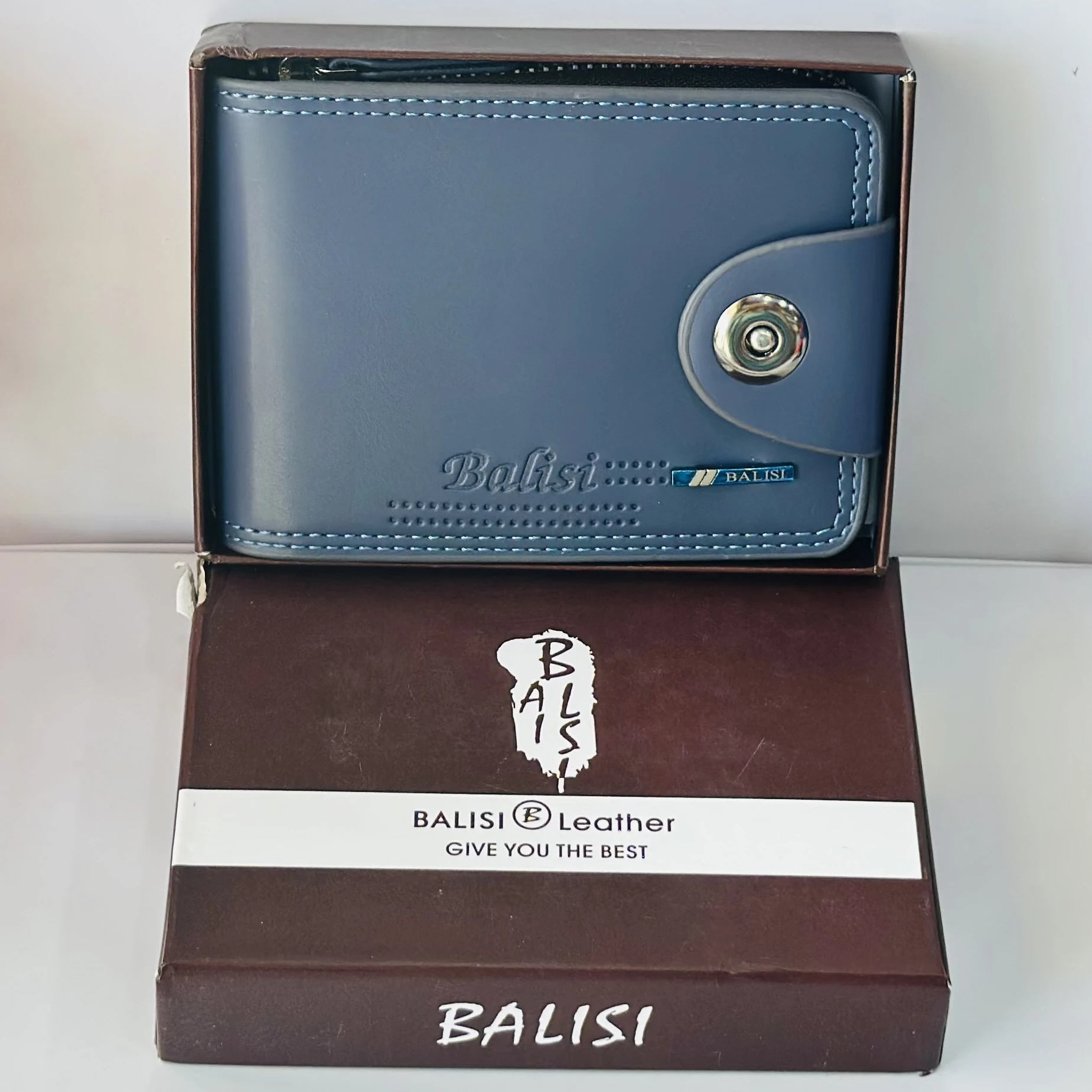 Blue Balisi bifold leather wallet