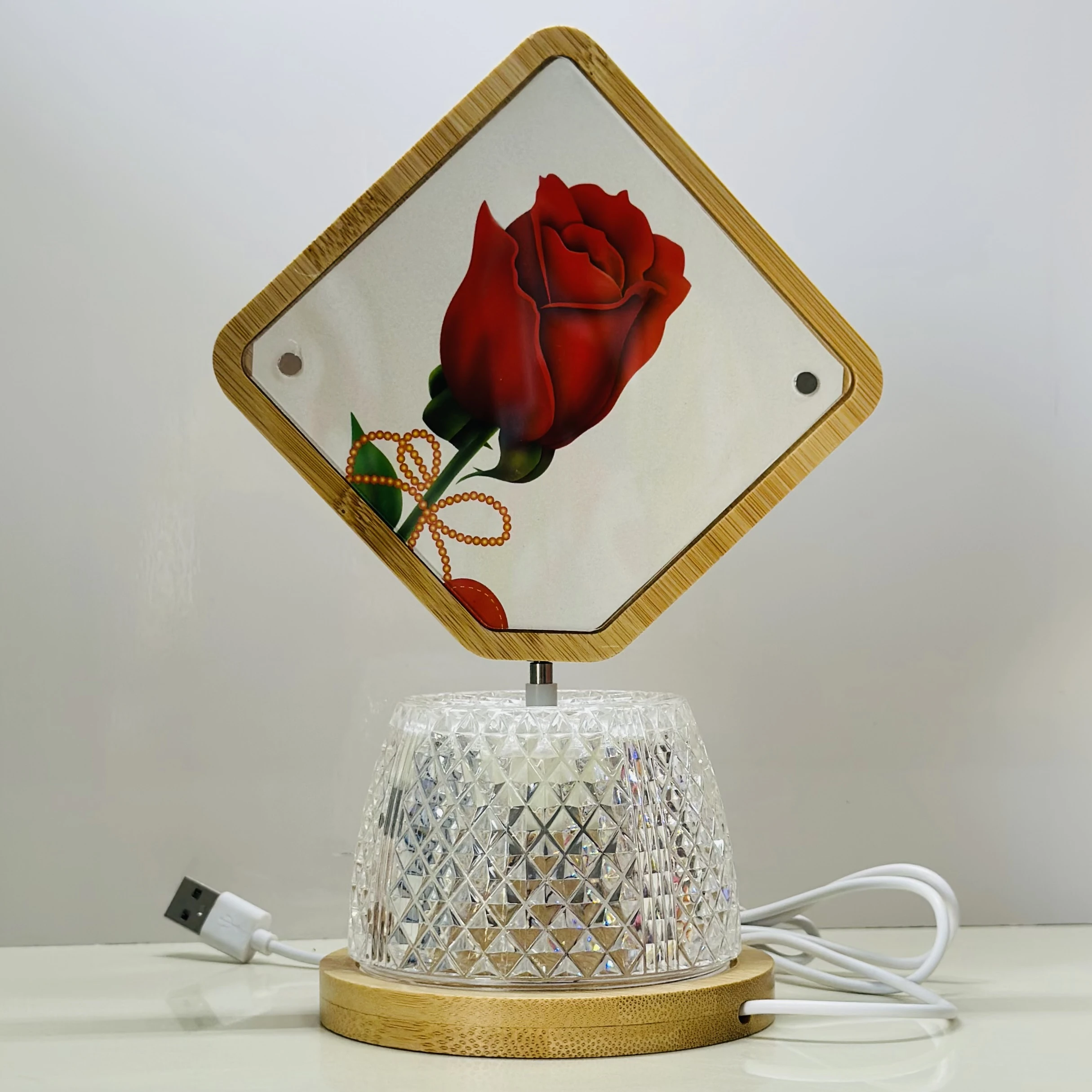 Wooden diamond light-up photo frame(SKU-Q5738Y)