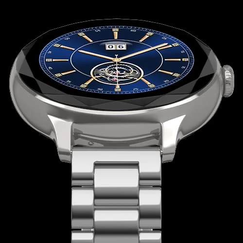NoiseFit Grace Smartwatch in a Metal Silver finish, featuring a 1.1-inch AMOLED display