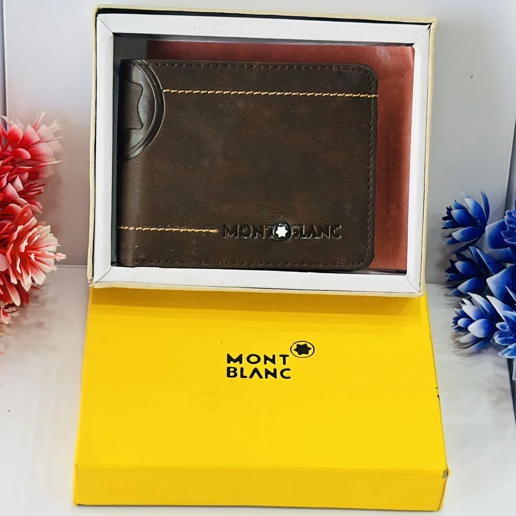 Brown leather bifold wallet
