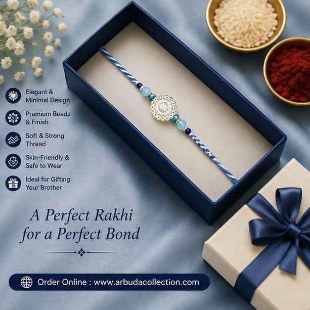 Blue enamelled and beaded Rakhi from