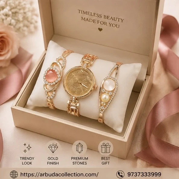 Ladies Analog Watch & Bracelet Combo