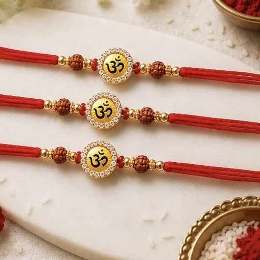 Premium Silver Om Rakhi