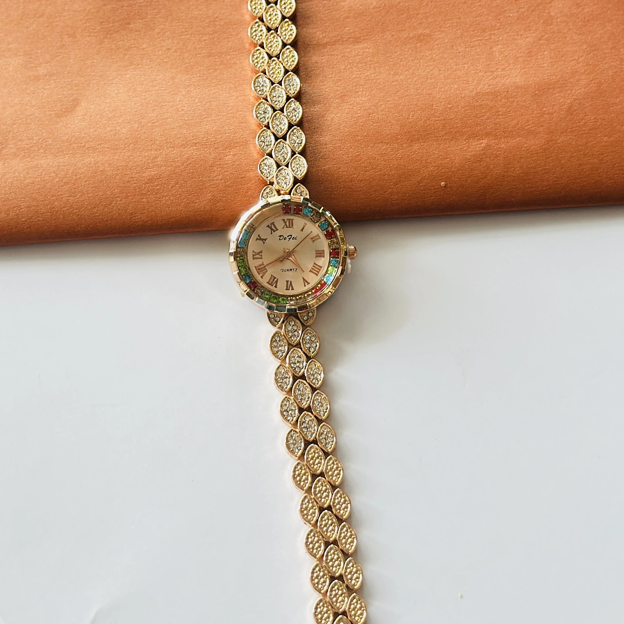 Gold toned Xuping women's bracelet watch