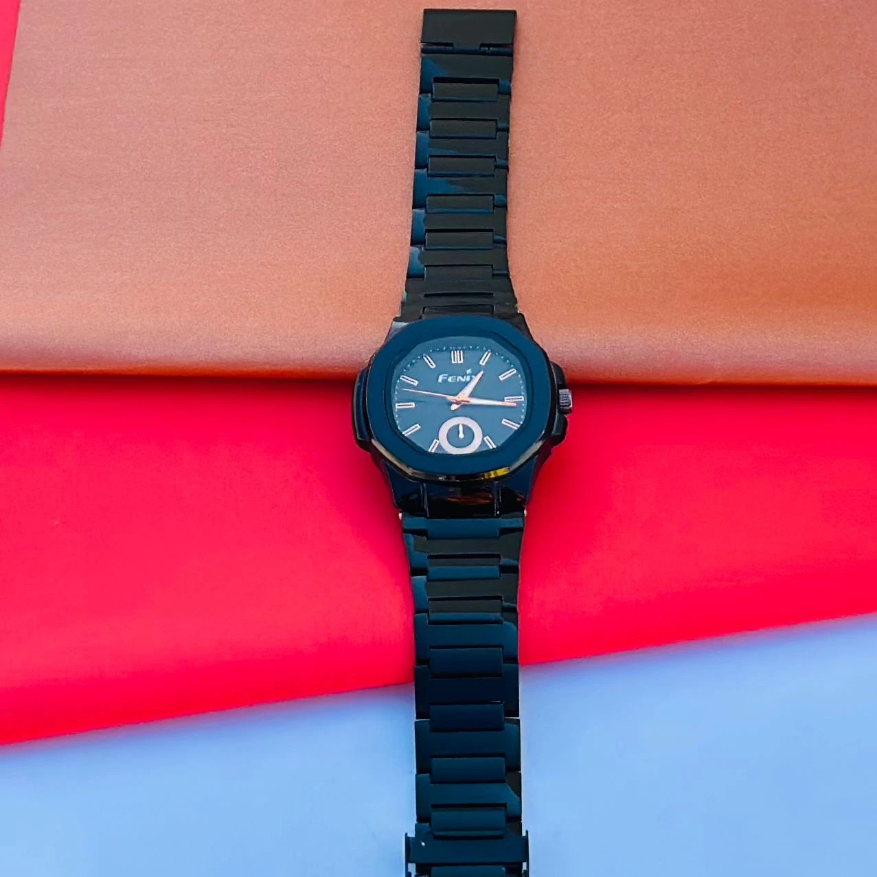 French Connection Black Dial Analog Watch Mens-