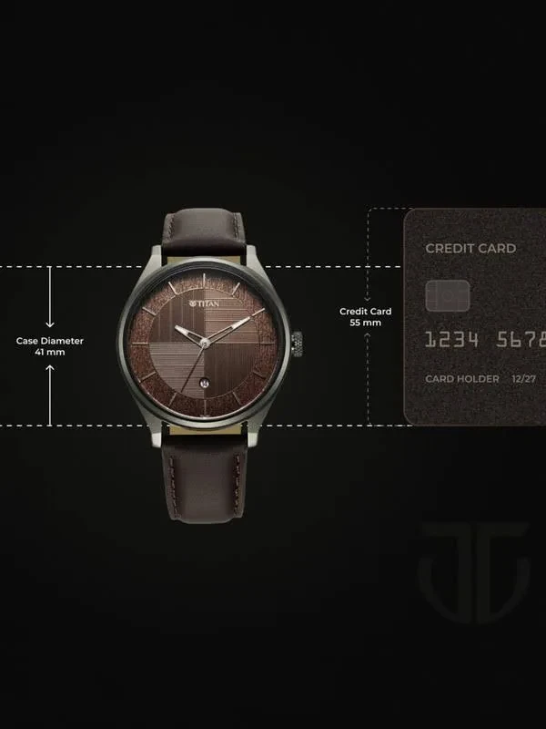 Titan Neo Economy Quartz Analog with Date Brown Dial Brown Leather Strap Watch for Men (NT1802QL02).