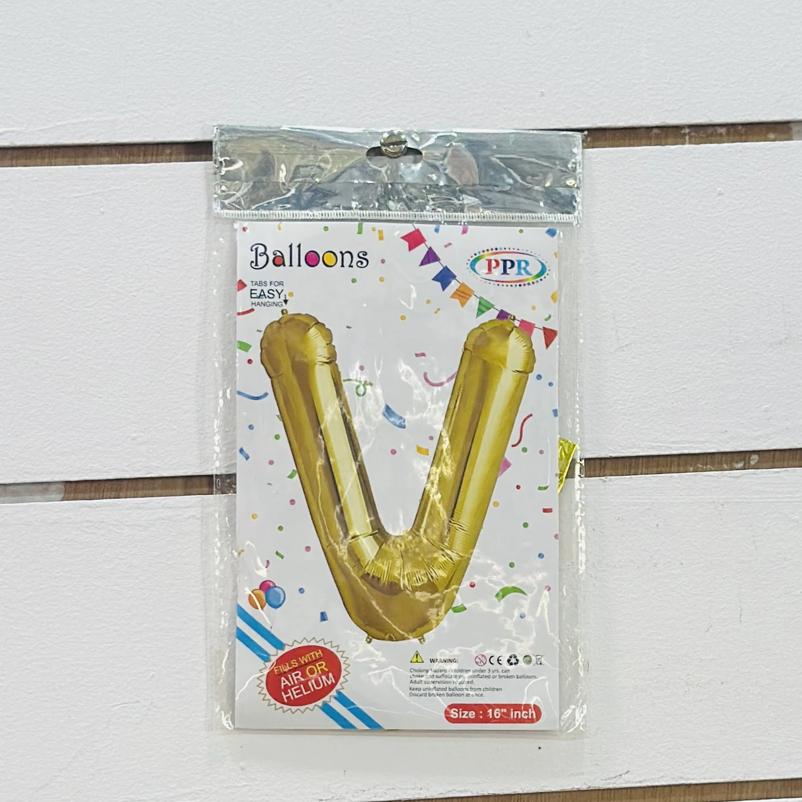 Gold foil letter "V” balloons