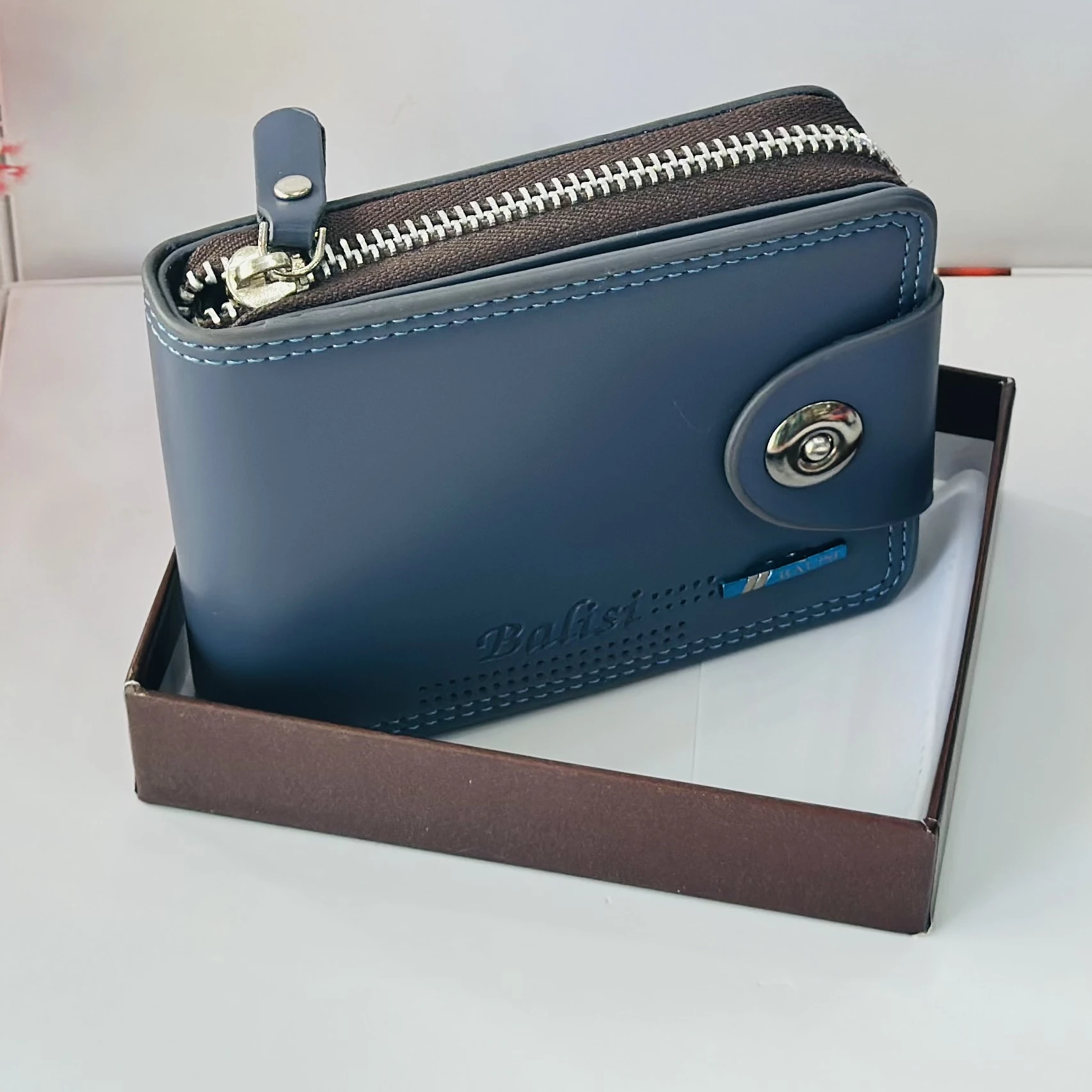 Blue Balisi bifold leather wallet