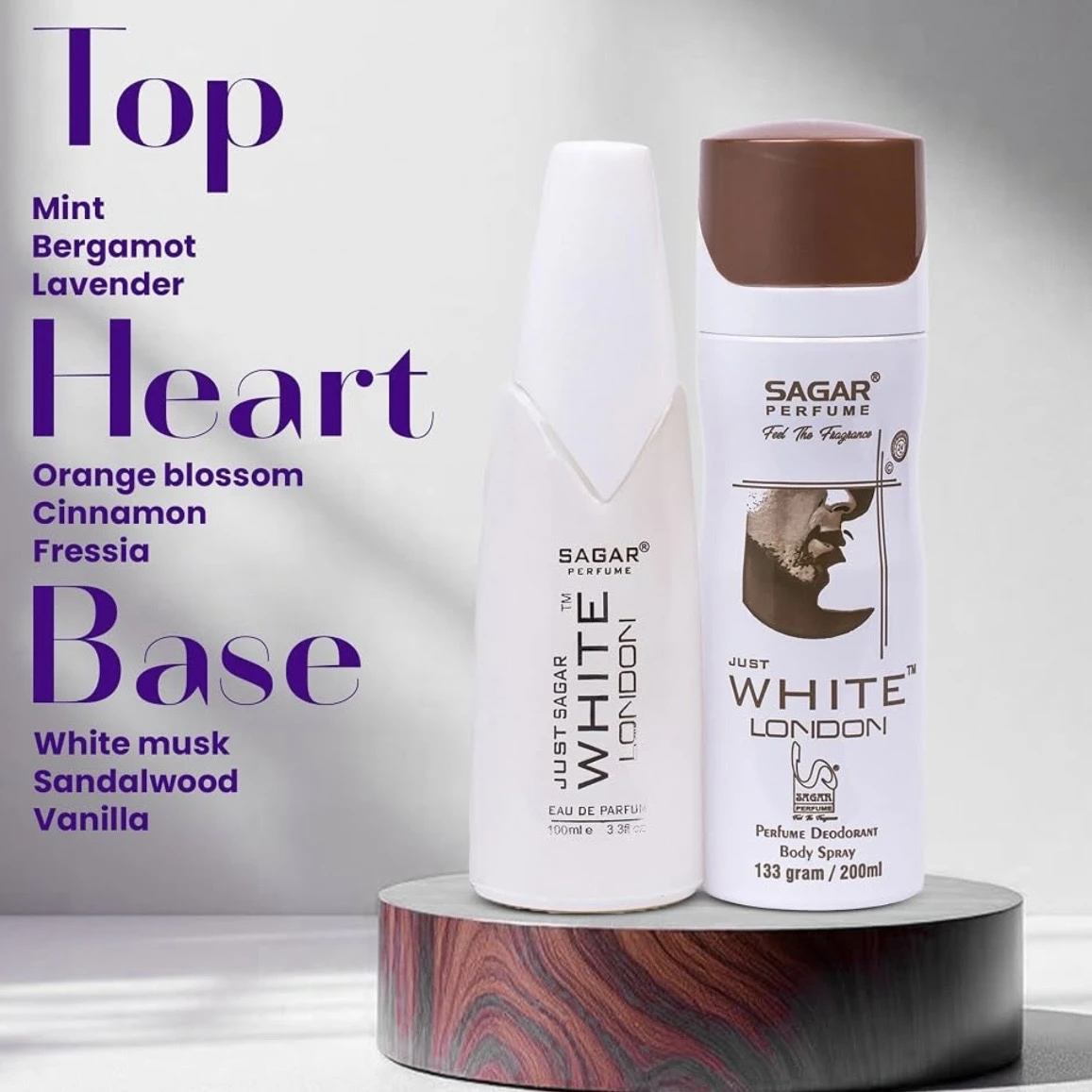 Sagar Just White London Perfume & Deodorant Combo.