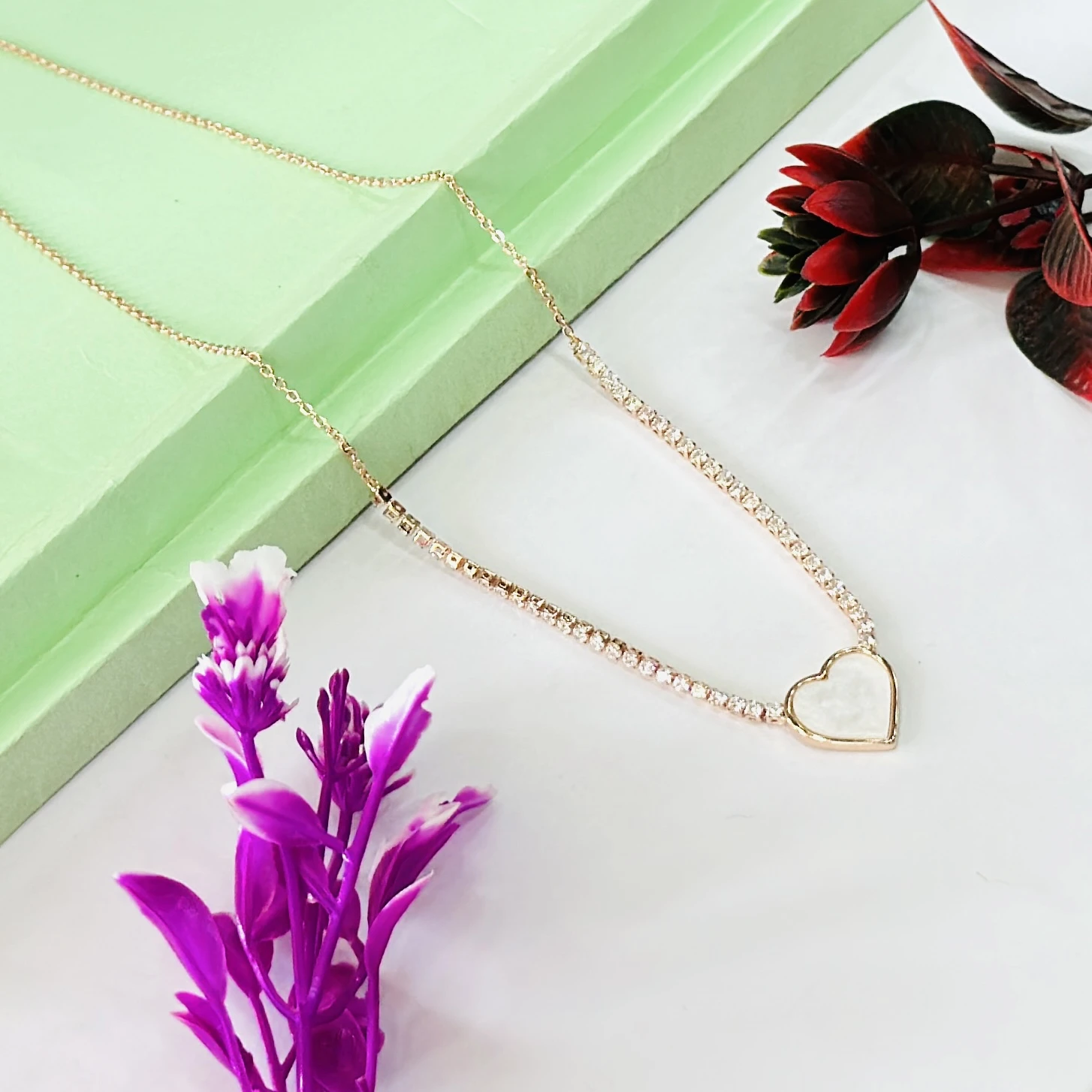 Gold plated tennis necklace