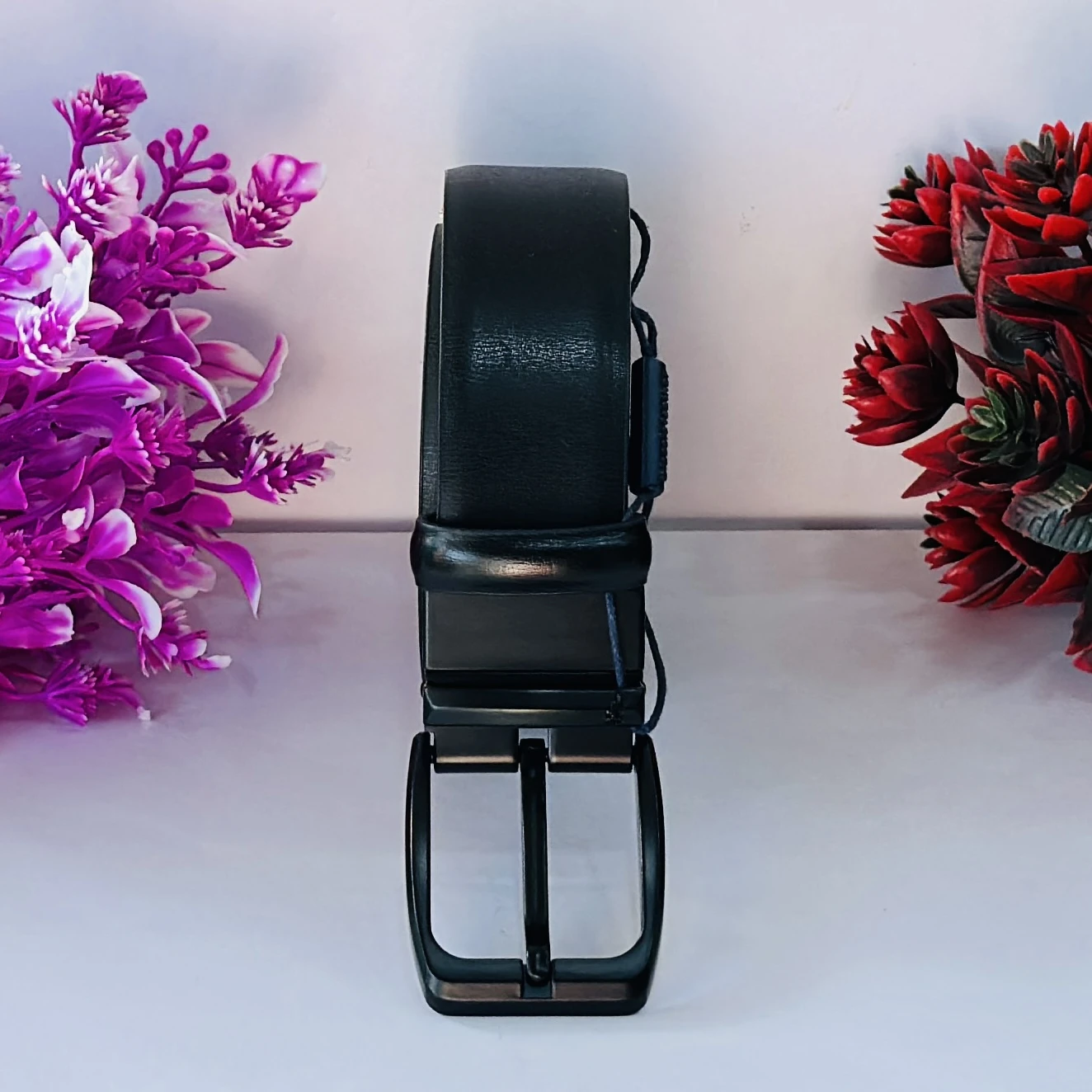 Men Casual Black Genuine Leather Belt