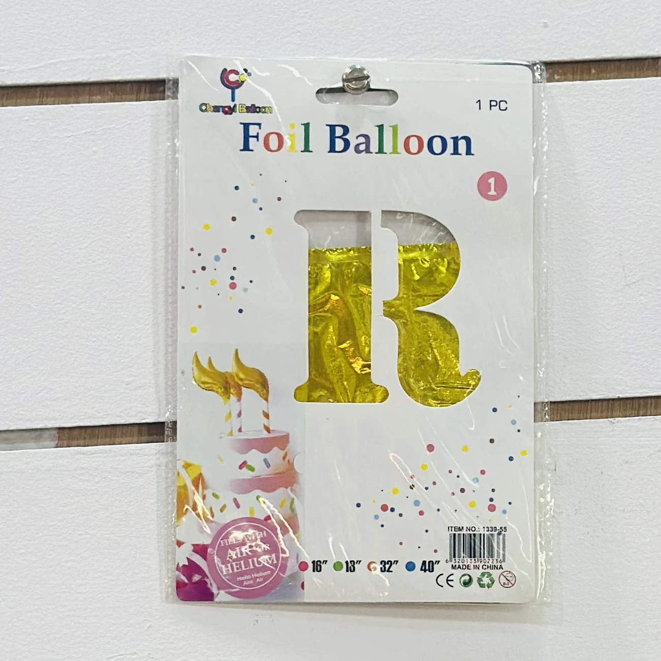 Gold foil letter "R”  balloon