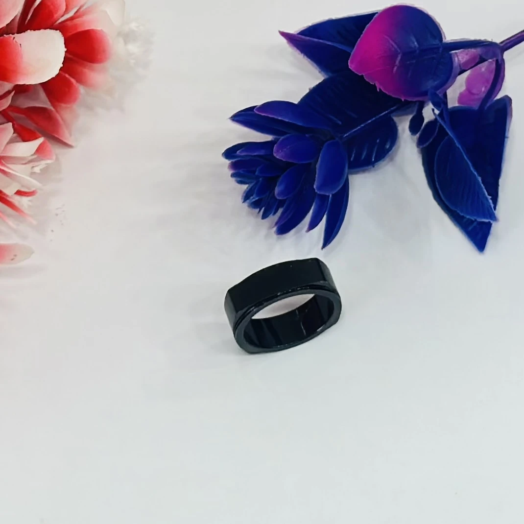 Black stainless steel ring with a square/geometric shape.