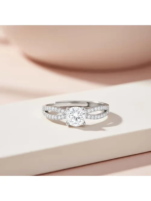 Promise of Forever Solitaire Rhodium Plated Ring.