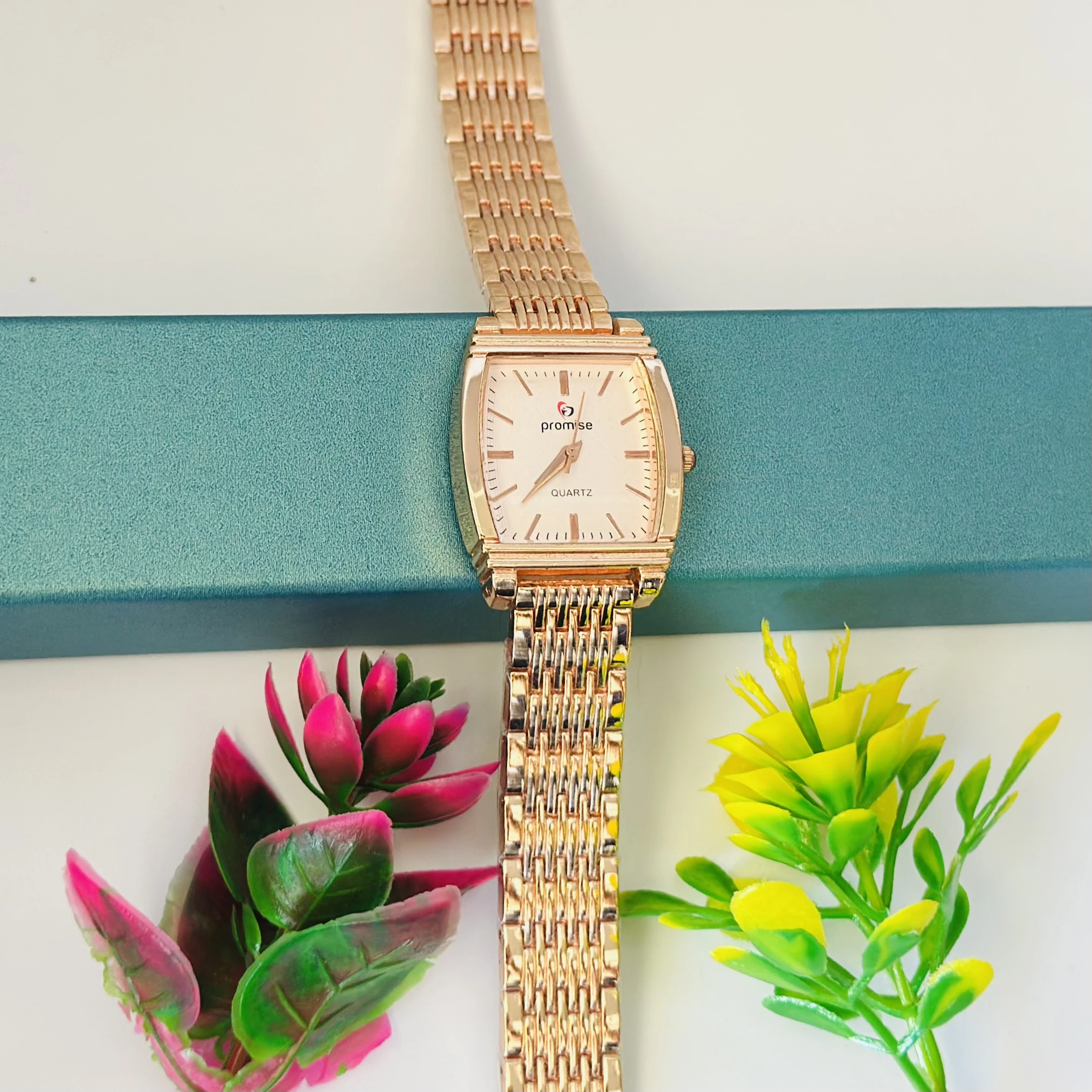 Rose gold analog watch