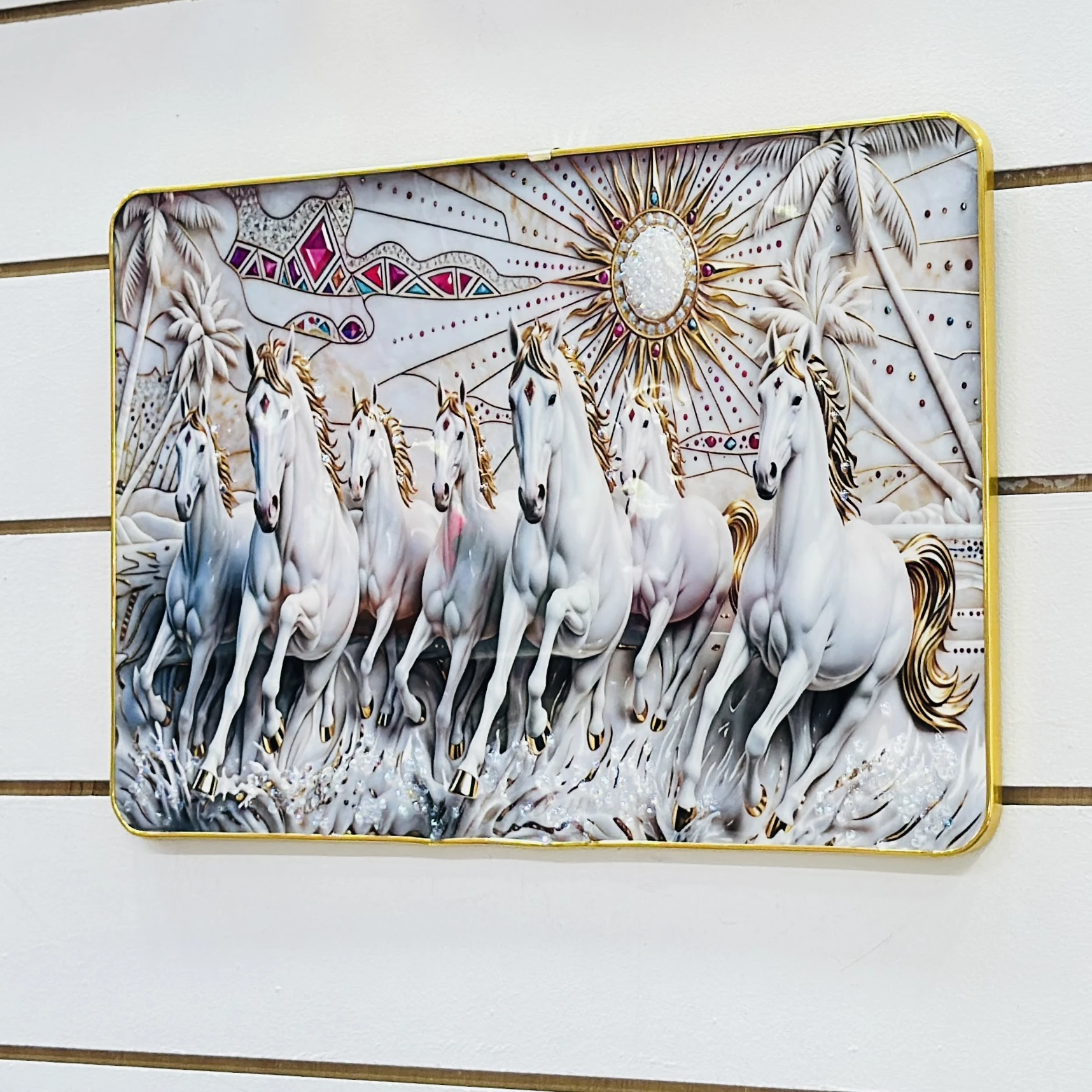 Seven Running Horse Vastu framed wall painting……XM3LRD