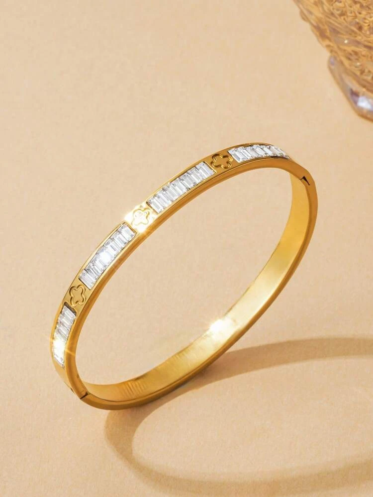 Gold toned stainless steel cuff bracelet