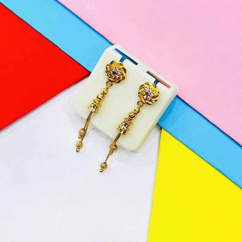 pair of gold-plated long drop and dangle earrings