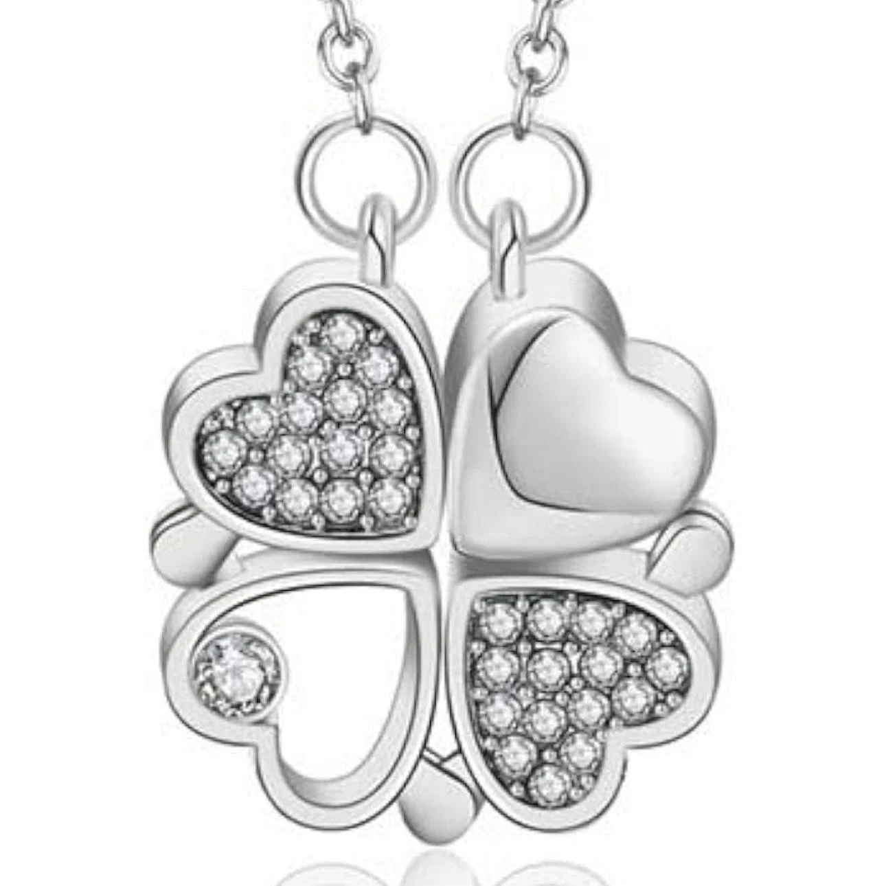 Crystal and Black Four Leaf Clover Transformable Pendant Necklace