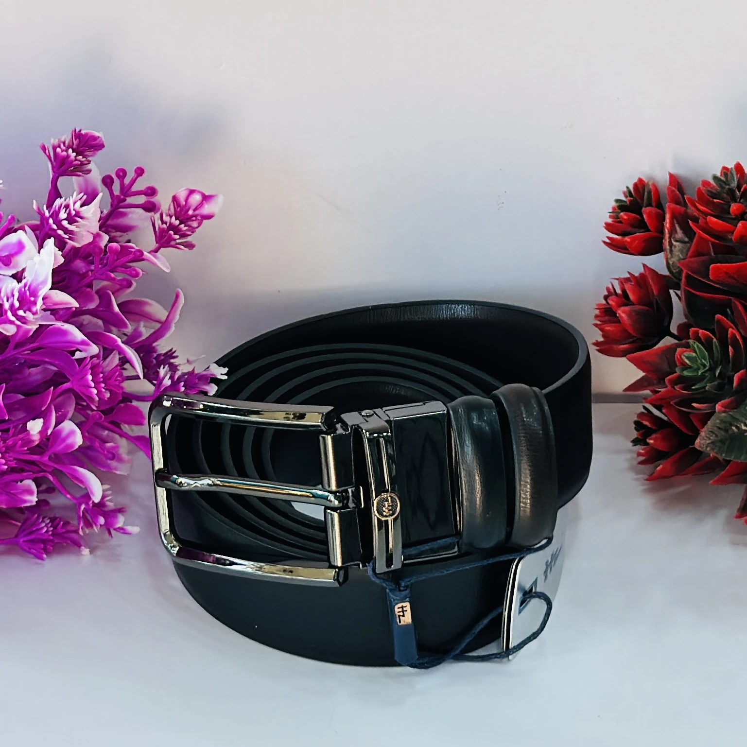 Men Casual Black Genuine Leather Belt