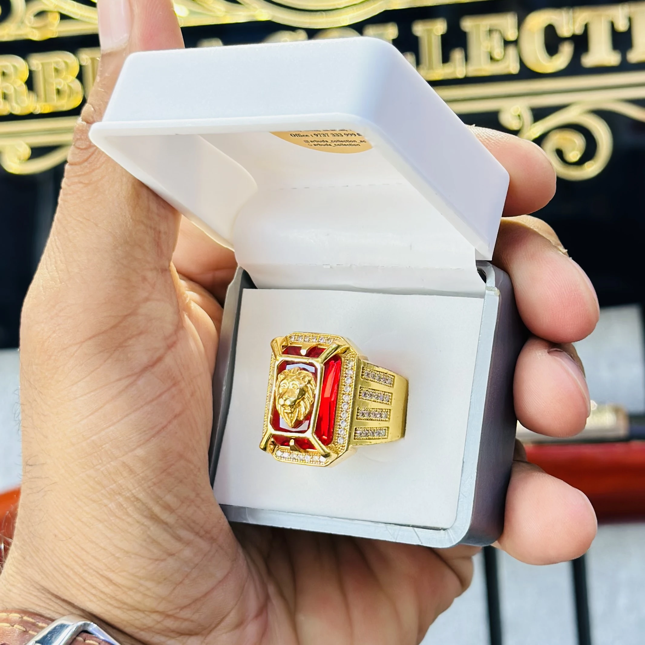 ashok stambh design gents Ring