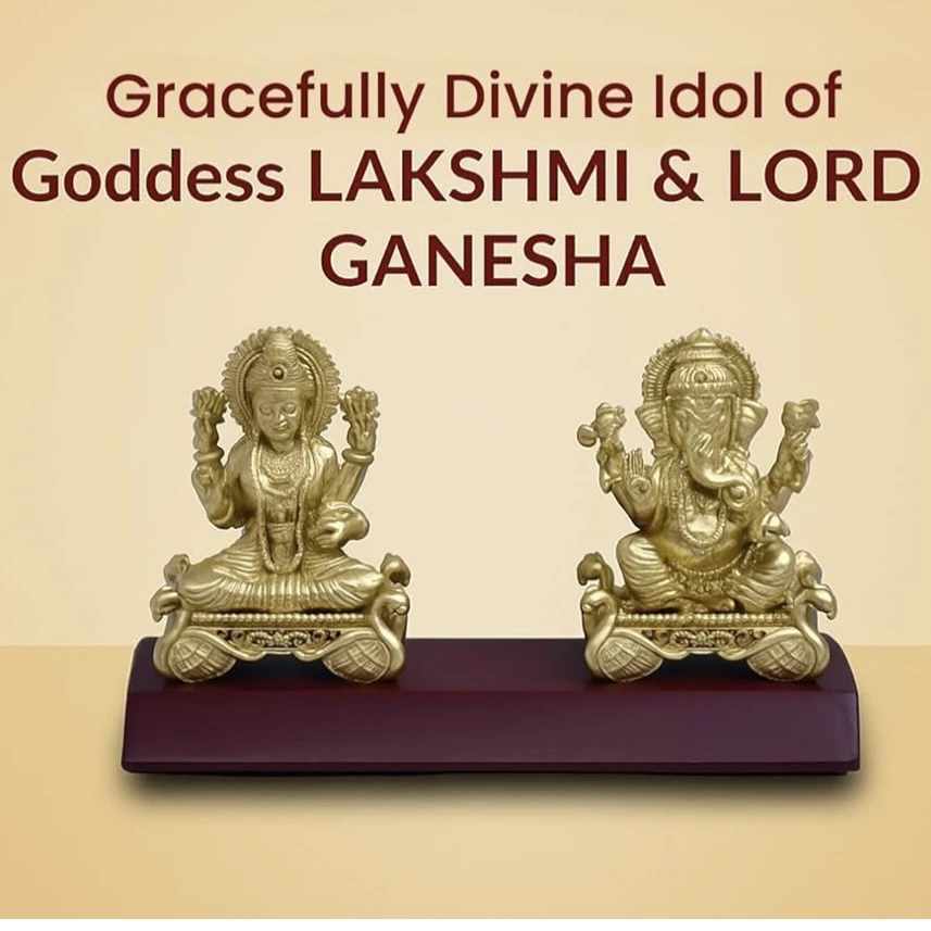 Golden Lakshmi Ganesha idol set