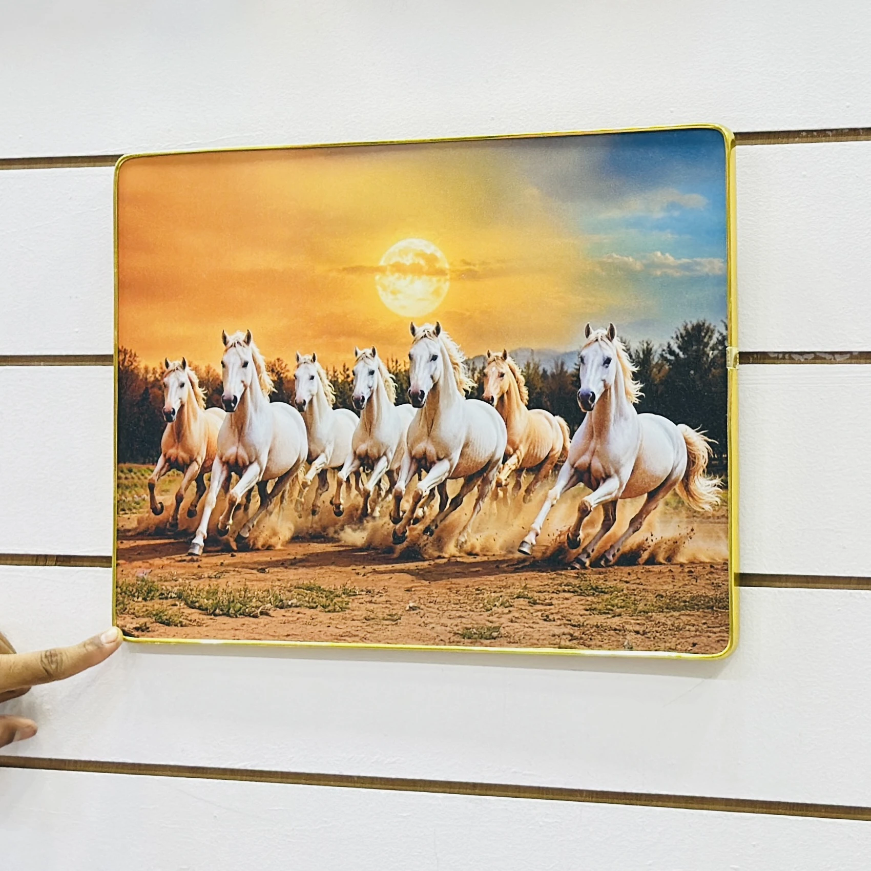 SAF 7 Horses Sunrise Framed UV Coated Digital Reprint wall poster designed for Vastu and home decoration. …..XOLTM3