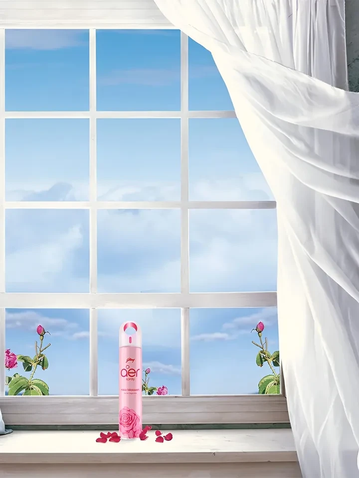 Godrej aer spray in the Rose Blossom fragrance.