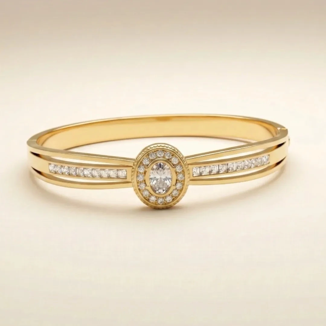Gold Plated Royal Oval Stone Bracelet Bracelet