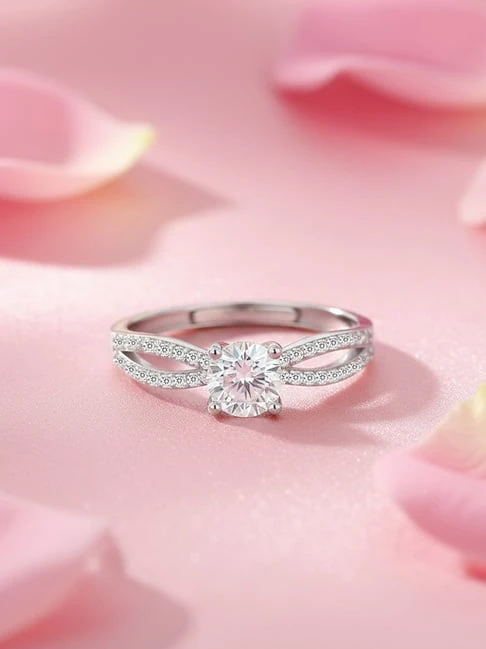 Promise of Forever Solitaire Rhodium Plated Ring.