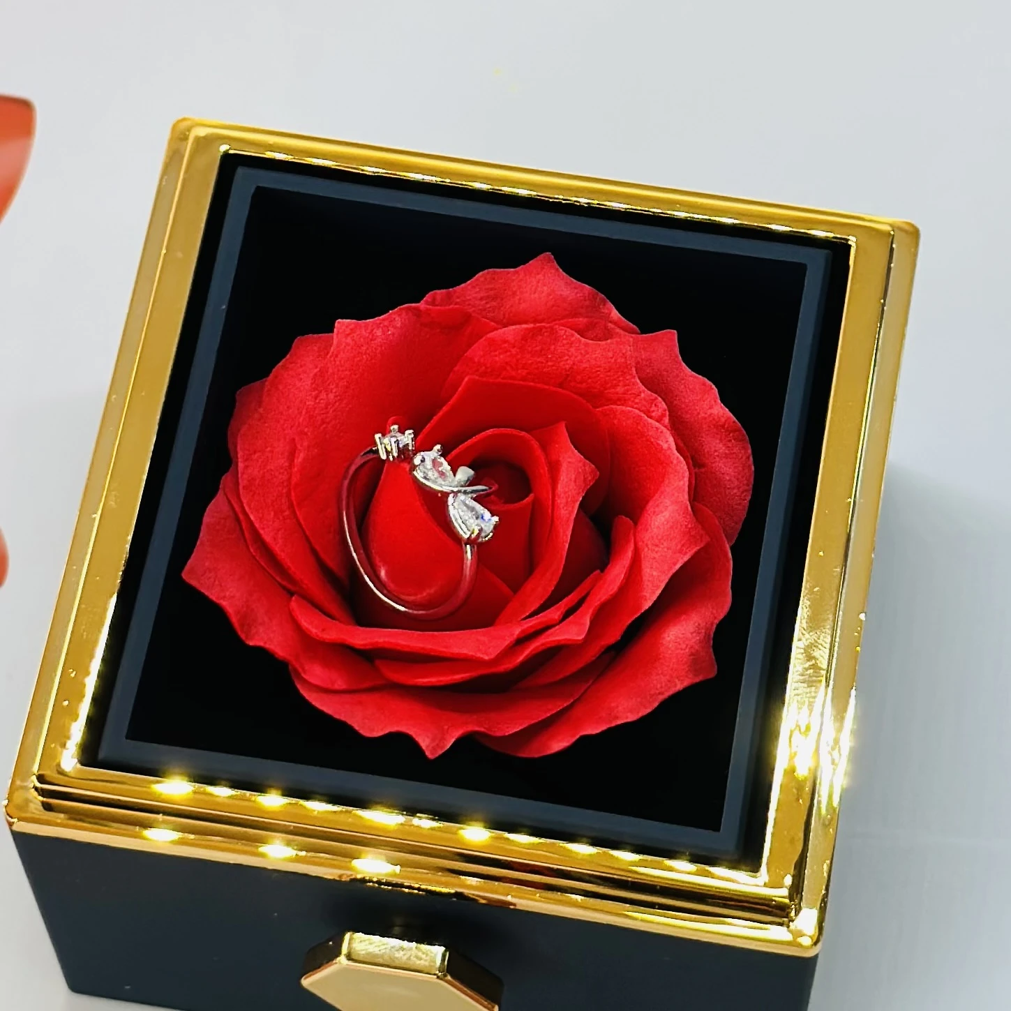 silver mini bow tie adjustable ring for women.