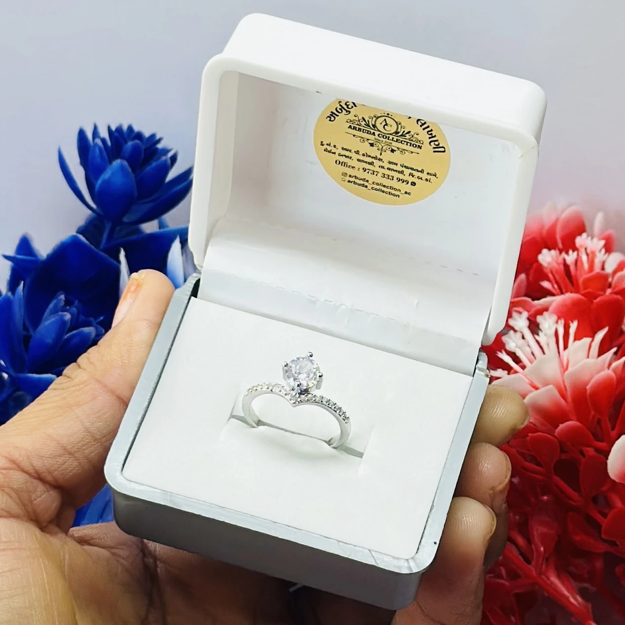 Silver and diamond cluster ring