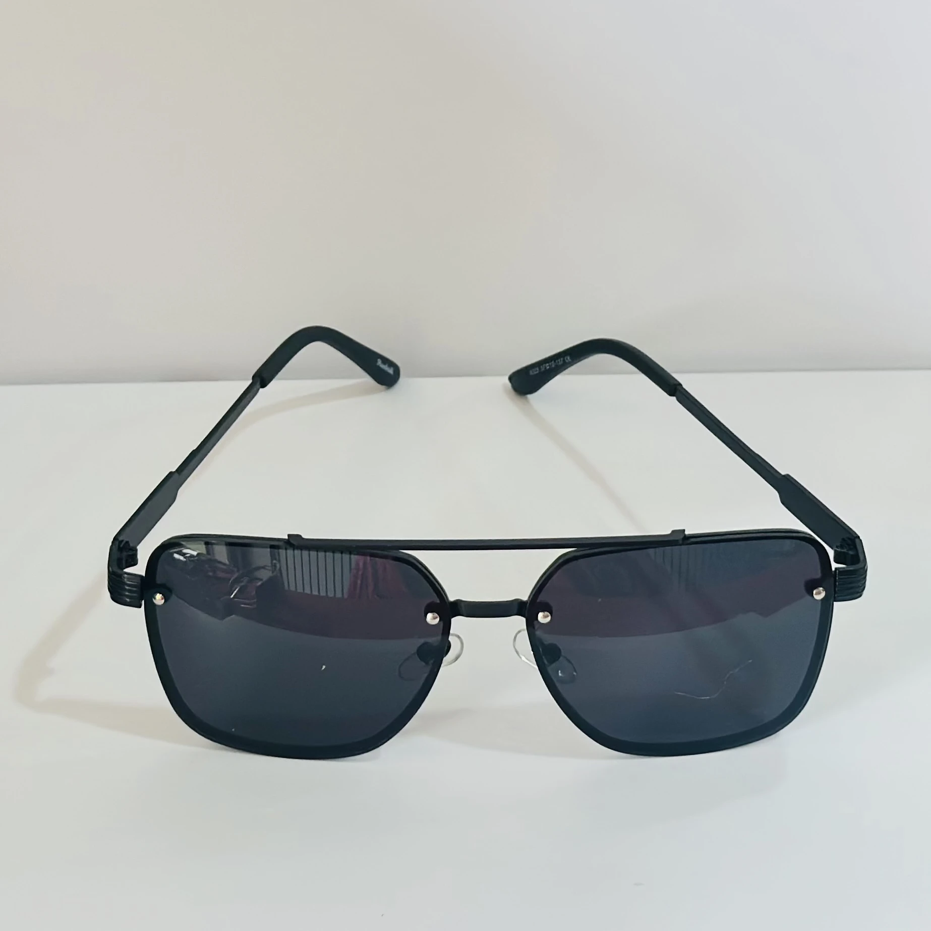Mens Luxury Rimless Rectangle Mafia Metal Rim Racer Mob Sunglasses in black
