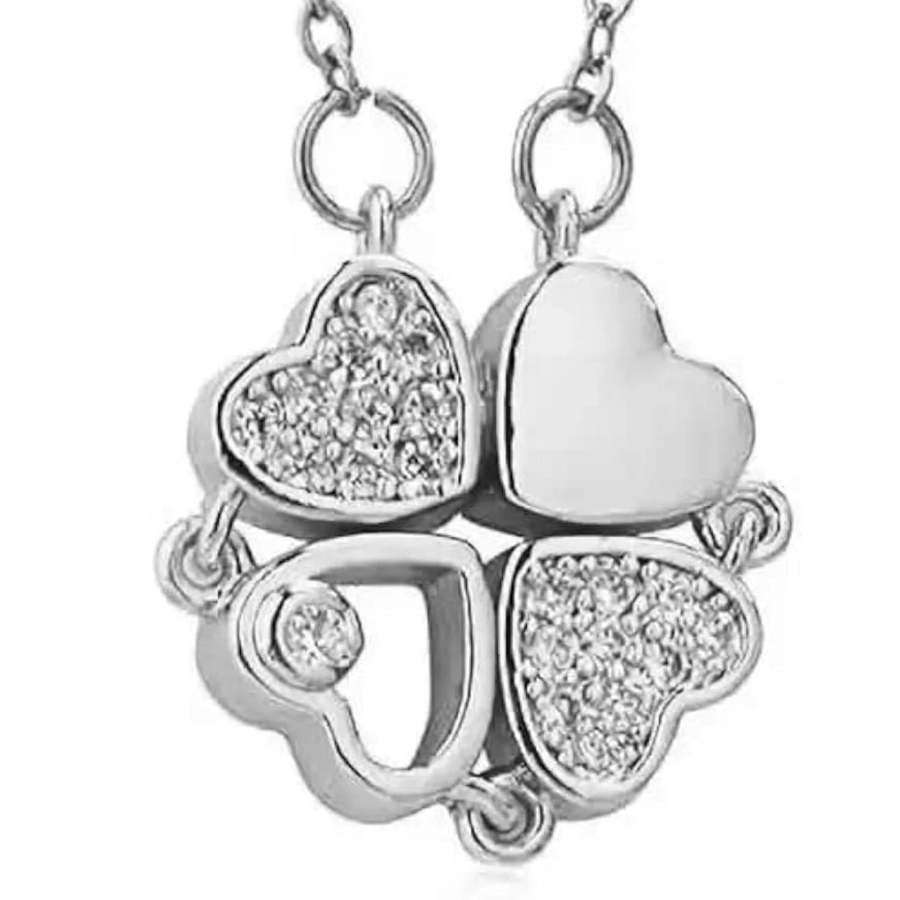 Crystal and Black Four Leaf Clover Transformable Pendant Necklace
