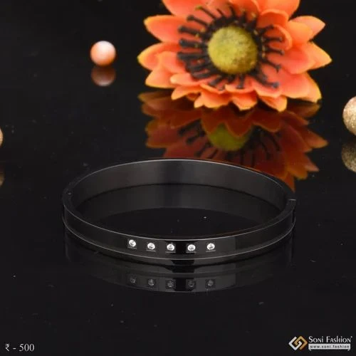 Black rhodium-plated bracelet with zircons, likely made of stainless steel.