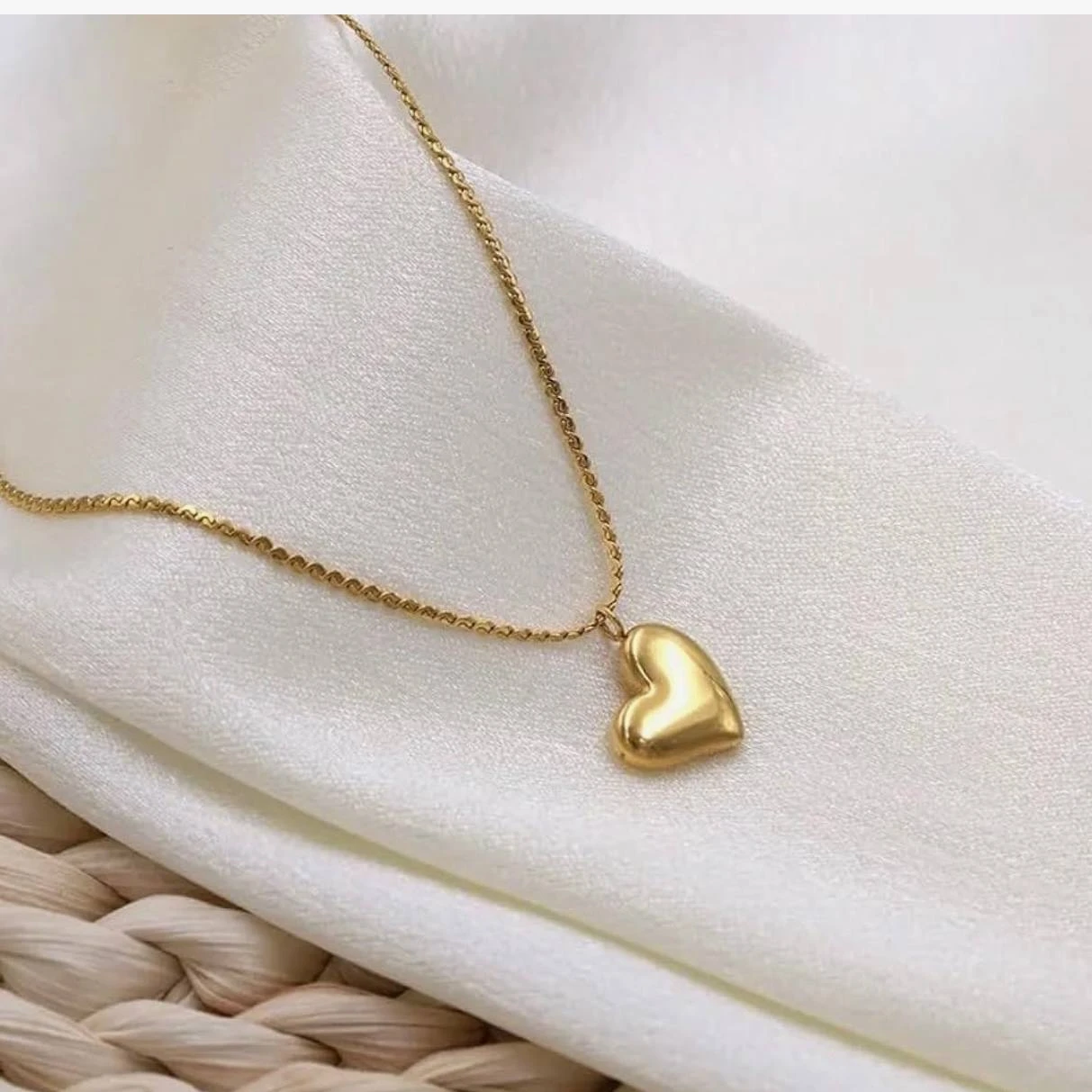 Gold plated anti-tarnish stainless steel heart pendant necklace by YC Jewelry.