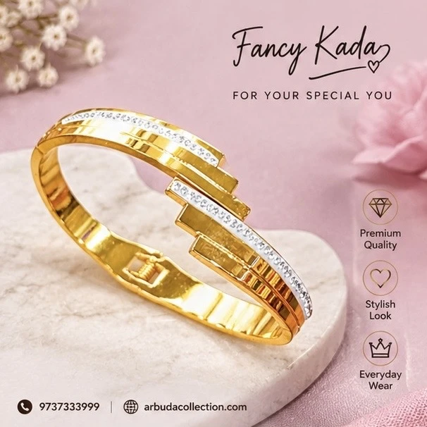 Gold toned geometric openable kada