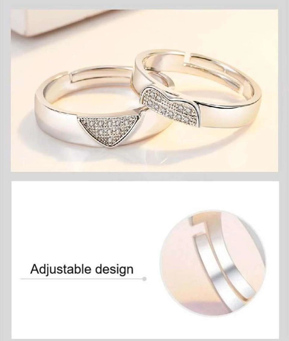 matching silver-tone couple rings