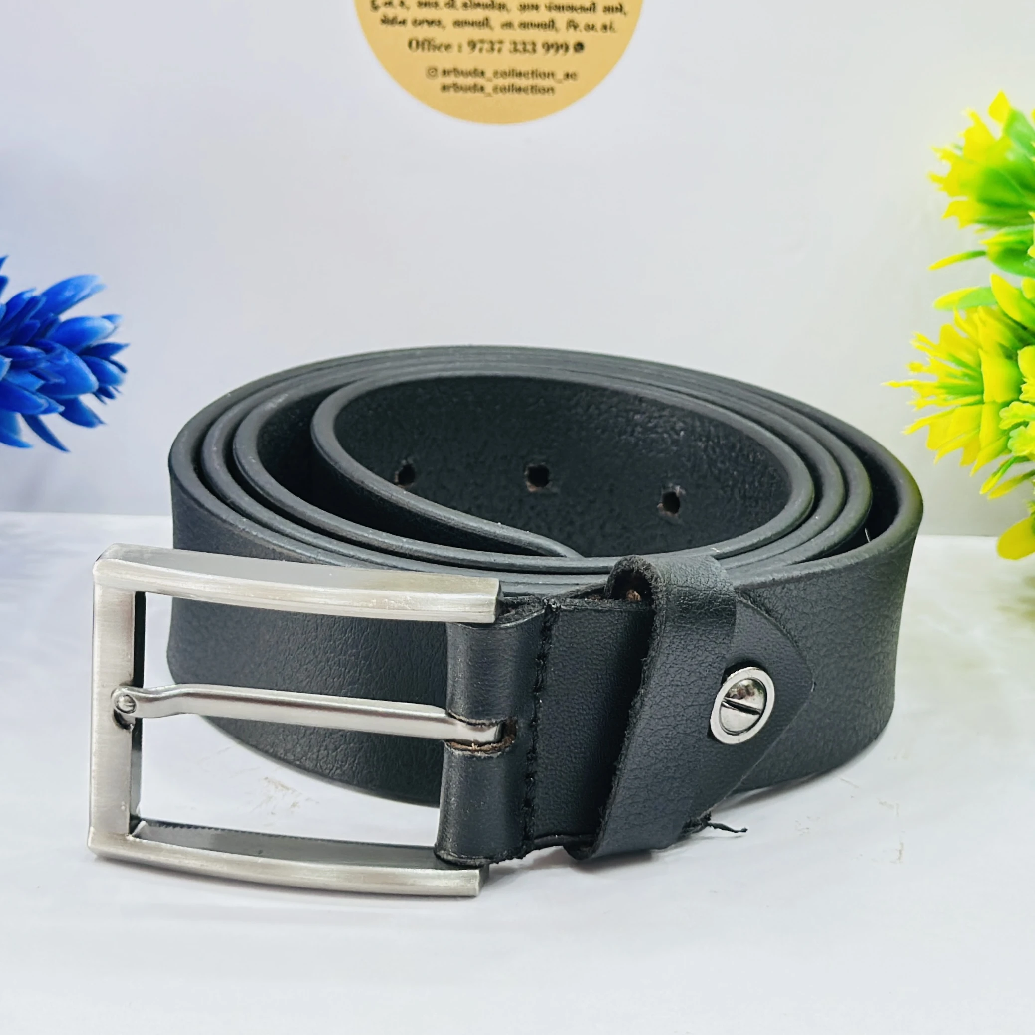Black leather formal bel