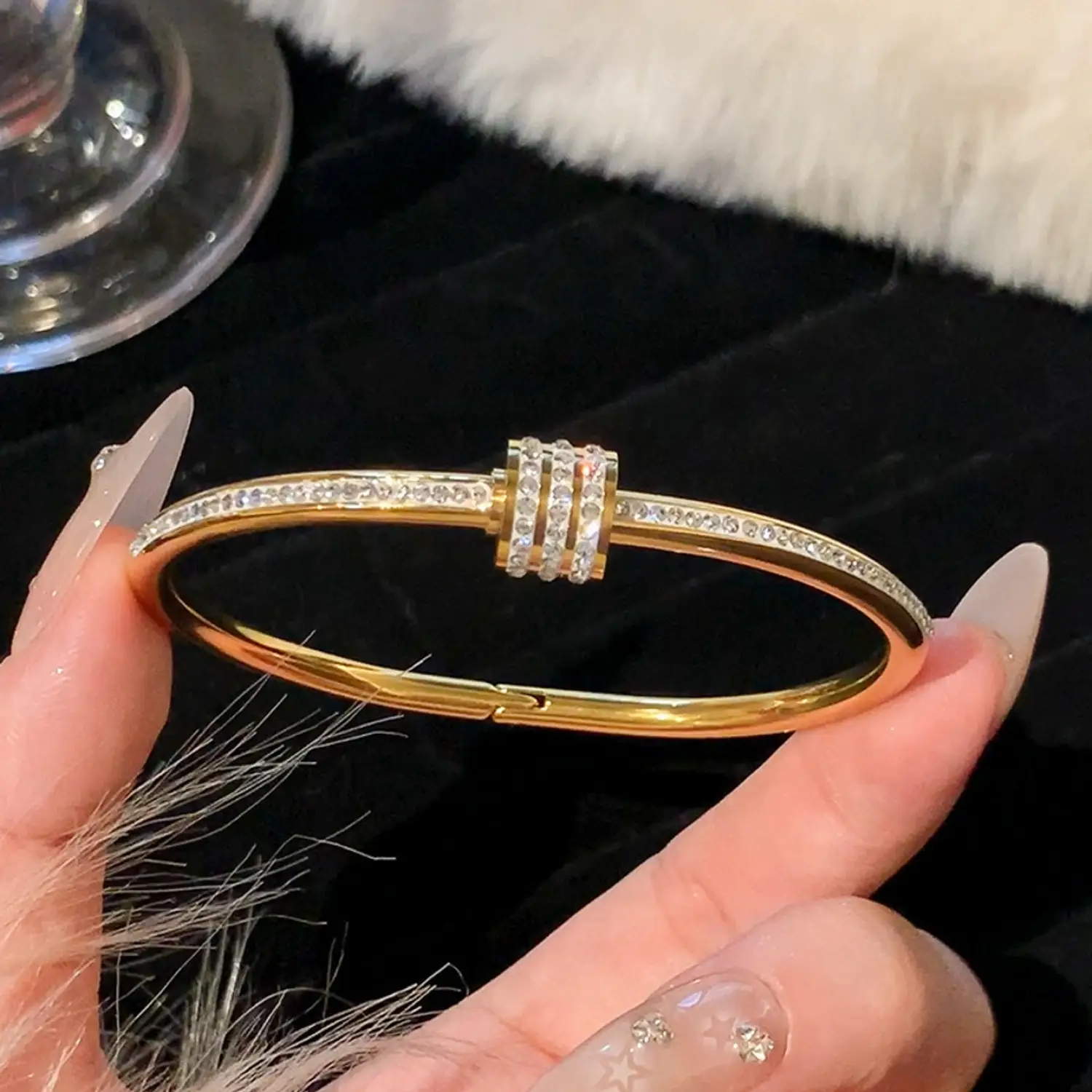 Gold plated stainless steel cuff bracelet