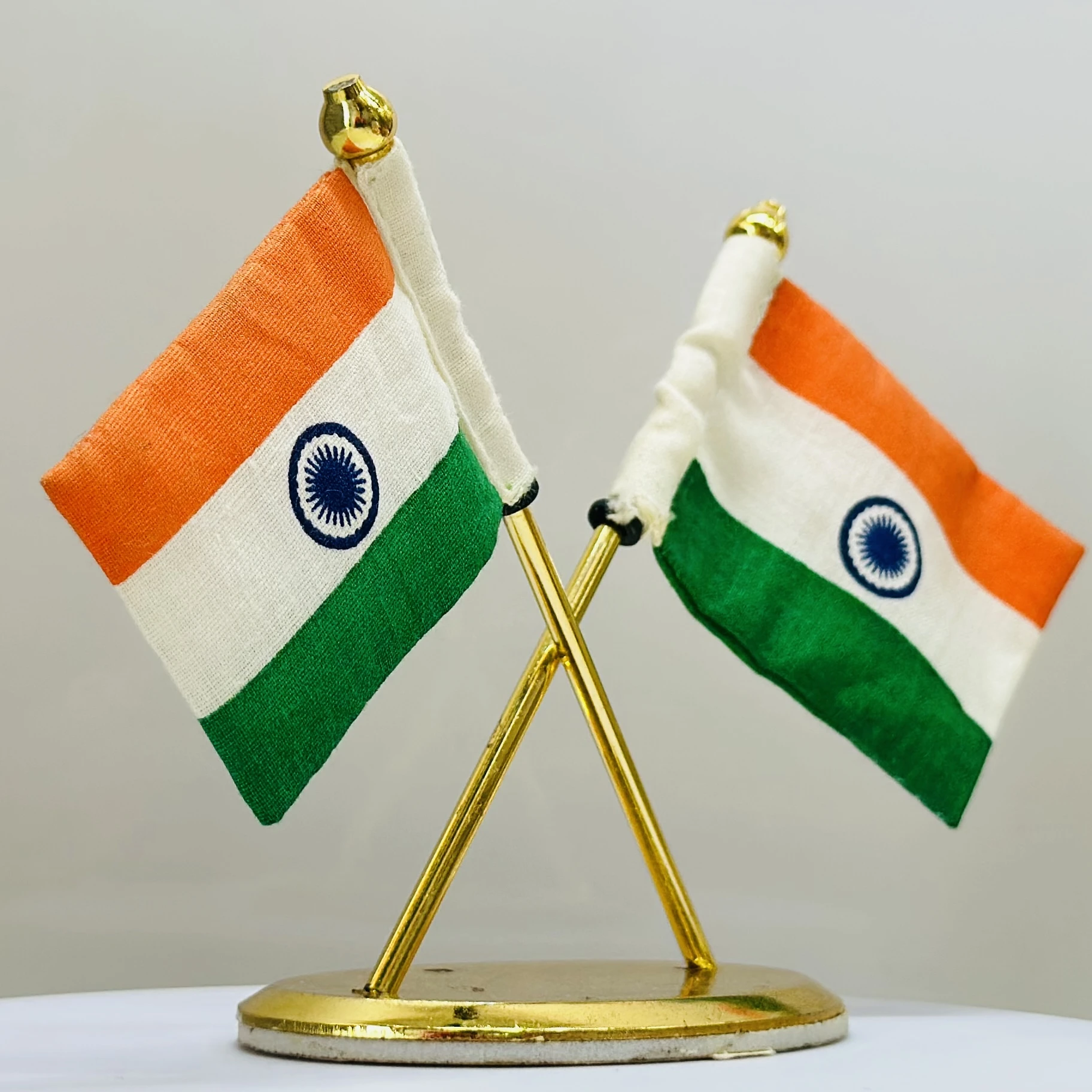 Indian flags on a table display stand