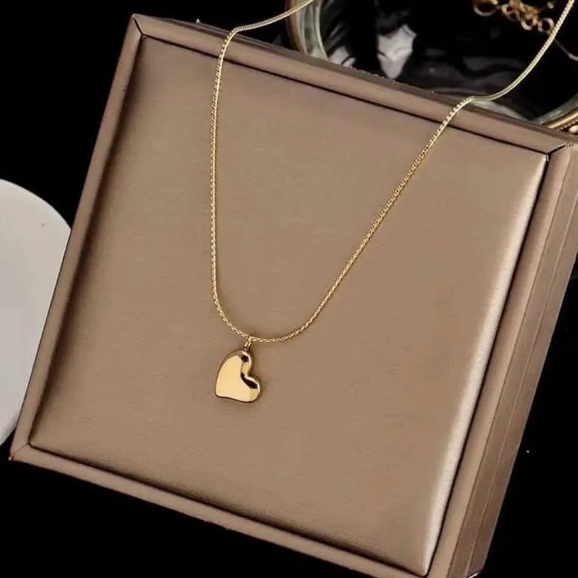 Gold plated anti-tarnish stainless steel heart pendant necklace by YC Jewelry.