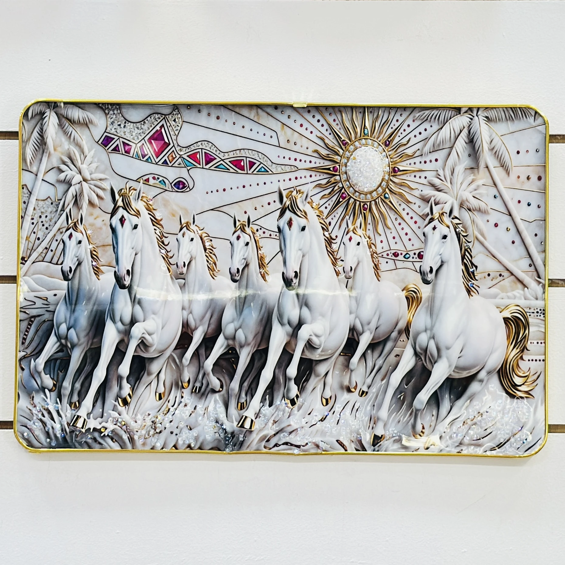 Seven Running Horse Vastu framed wall painting……XM3LRD