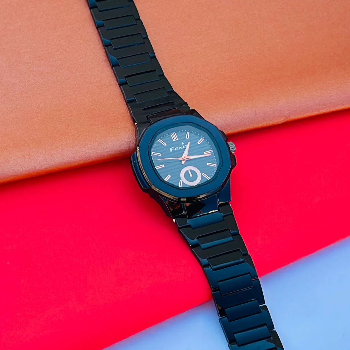 French Connection Black Dial Analog Watch Mens-