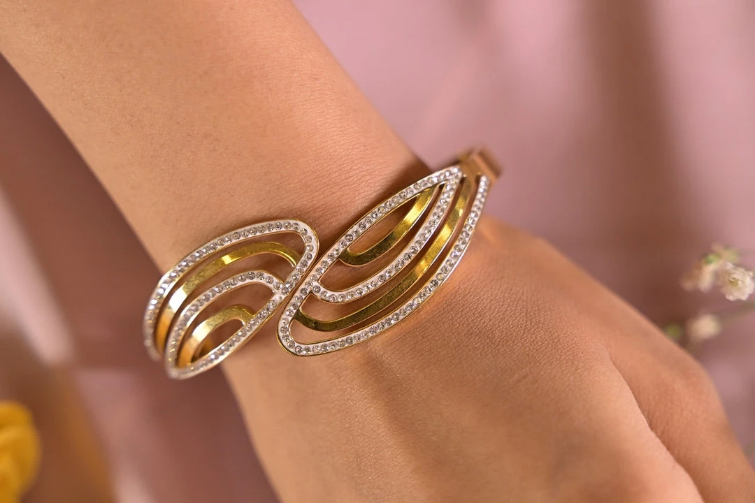 Gold plated stainless steel cuff bracelet