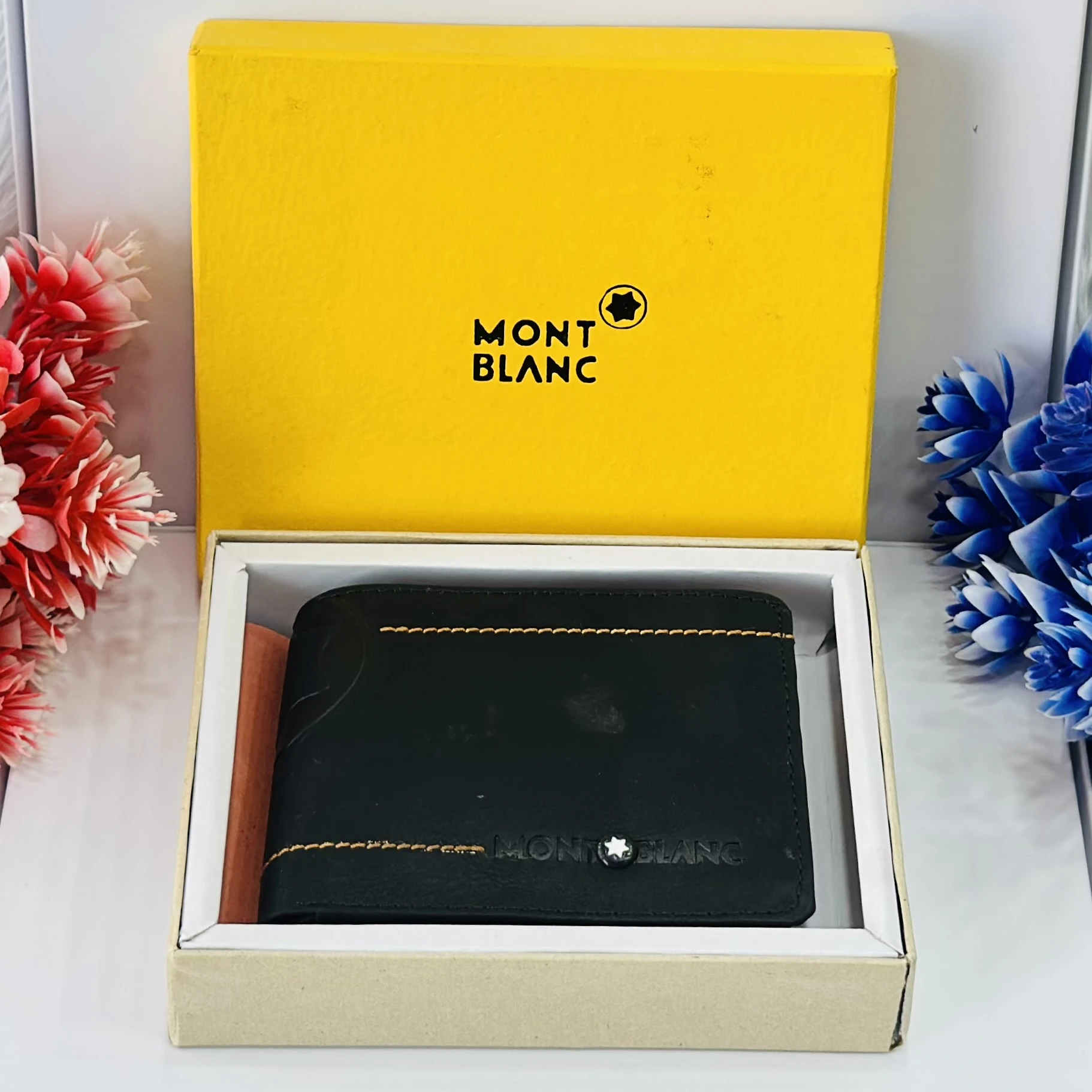 Montblanc black leather bifold wallet